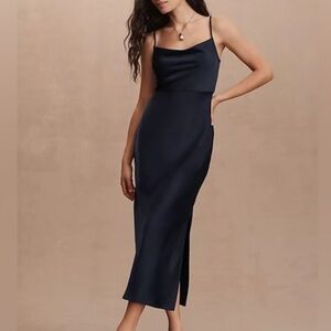 BHLDN Black Double Slit Dress Size 4US